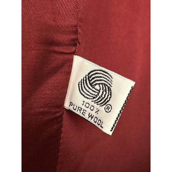 Vintage Jones New York Burgundy Wool Coat Long Blazer Double Breasted 80s 90s - Picture 7 of 7